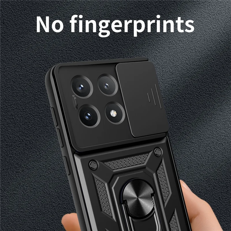 For Xiaomi Poco X6 Pro 5G / Redmi K70E 5G Case PC+TPU Anti-drop Phone Cover with Slide Lens Window - Black-Cellmalls