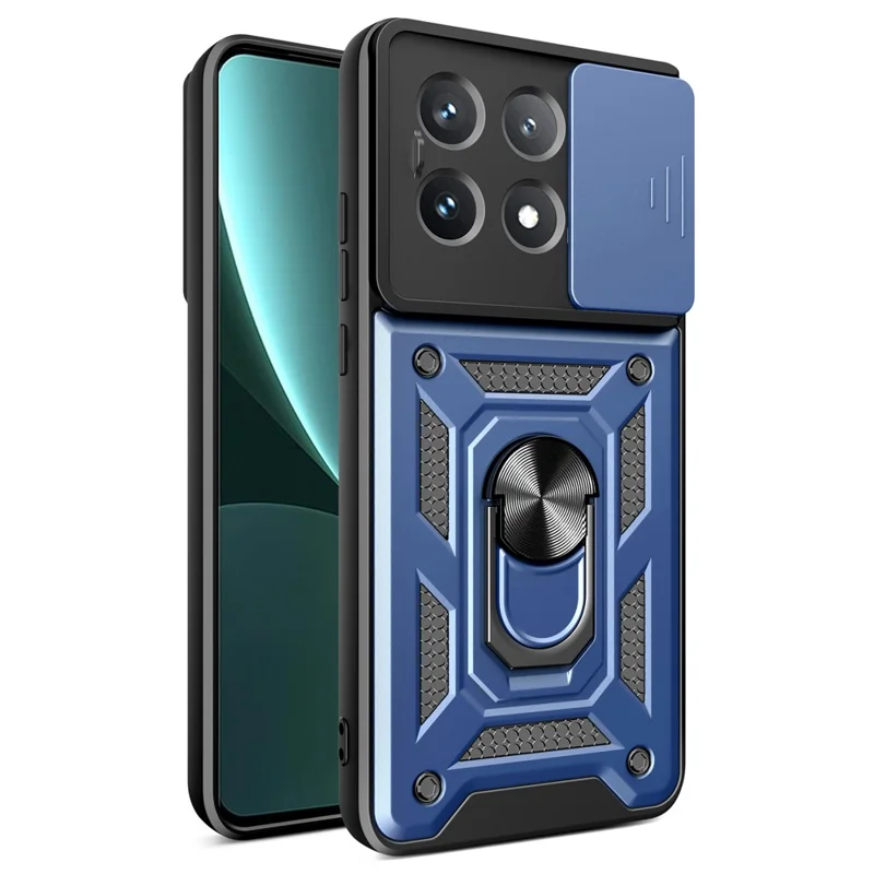 For Xiaomi Poco X6 Pro 5G / Redmi K70E 5G Case PC+TPU Anti-drop Phone Cover with Slide Lens Window - Black-Cellmalls