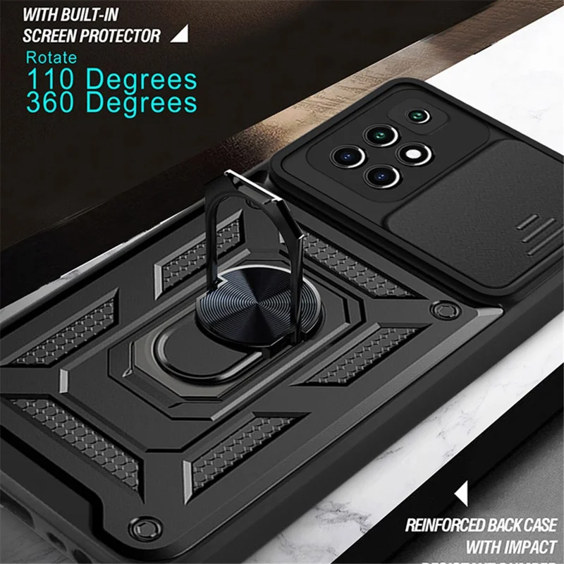For Xiaomi Redmi Note 11 4G (MediaTek) / Redmi 10 4G (2021) / Redmi 10 2022 4G Case Kickstand Phone Cover - Black-Cellmalls