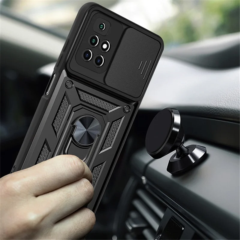 For Xiaomi Redmi Note 11 4G (MediaTek) / Redmi 10 4G (2021) / Redmi 10 2022 4G Case Kickstand Phone Cover - Black-Cellmalls