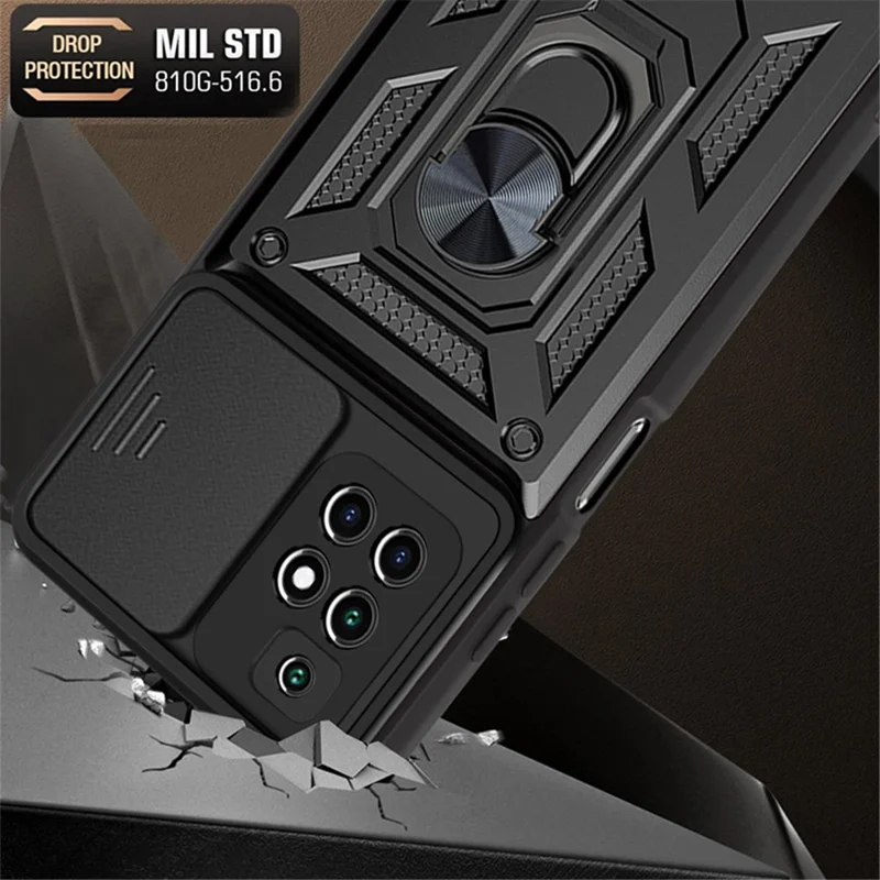 For Xiaomi Redmi Note 11 4G (MediaTek) / Redmi 10 4G (2021) / Redmi 10 2022 4G Case Kickstand Phone Cover - Black-Cellmalls