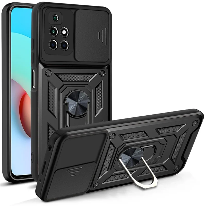 For Xiaomi Redmi Note 11 4G (MediaTek) / Redmi 10 4G (2021) / Redmi 10 2022 4G Case Kickstand Phone Cover - Black-Cellmalls