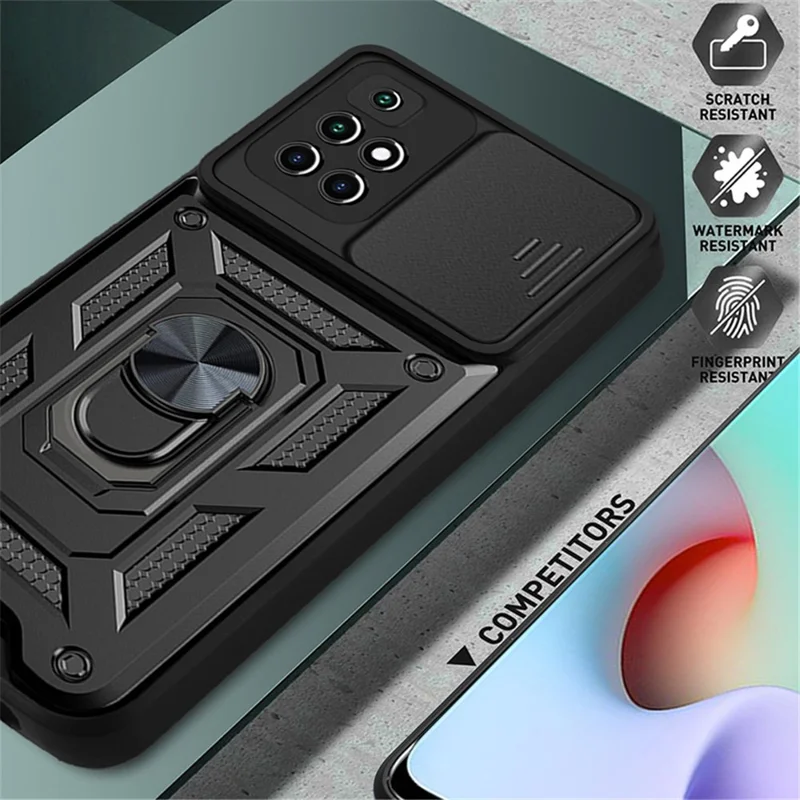 For Xiaomi Redmi Note 11 4G (MediaTek) / Redmi 10 4G (2021) / Redmi 10 2022 4G Case Kickstand Phone Cover - Black-Cellmalls