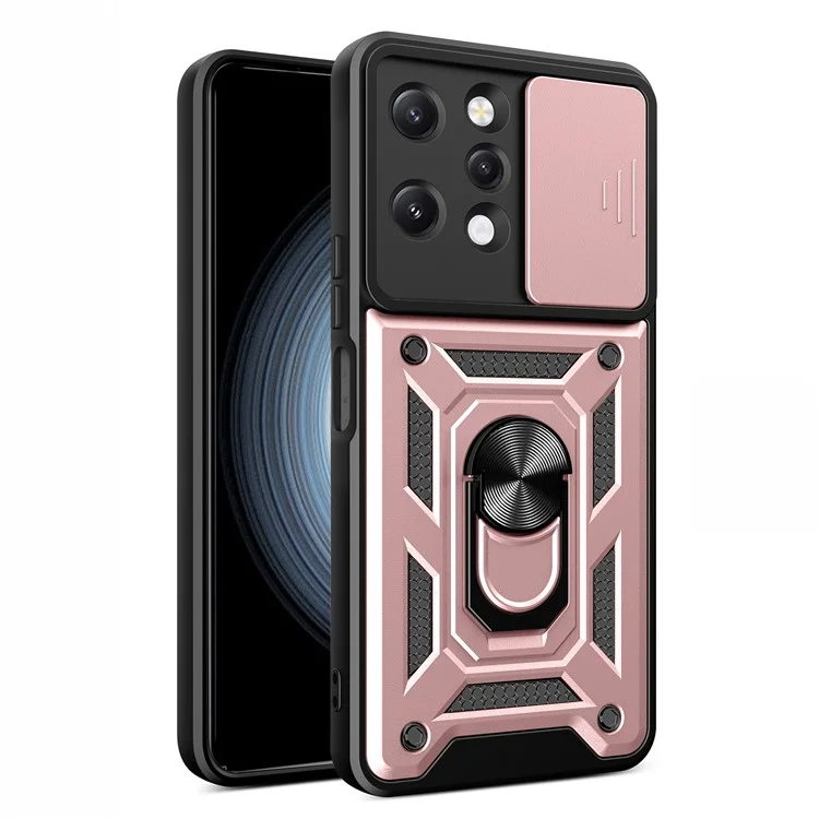 For Xiaomi Redmi 12 4G Rear Lens Protection Anti-drop Phone Case PC+TPU Cover with Kickstand - Black-Cellmalls