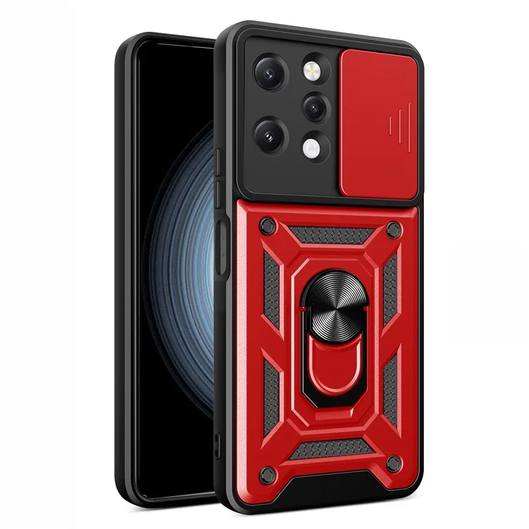 For Xiaomi Redmi 12 4G Rear Lens Protection Anti-drop Phone Case PC+TPU Cover with Kickstand - Black-Cellmalls