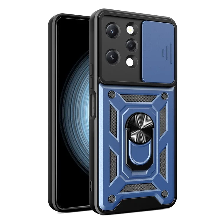 For Xiaomi Redmi 12 4G Rear Lens Protection Anti-drop Phone Case PC+TPU Cover with Kickstand - Black-Cellmalls