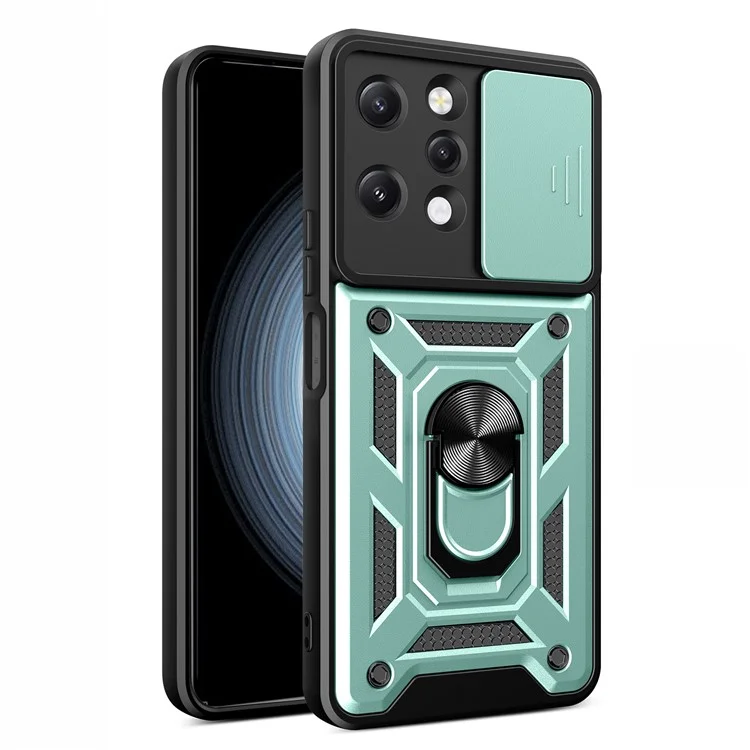 For Xiaomi Redmi 12 4G Rear Lens Protection Anti-drop Phone Case PC+TPU Cover with Kickstand - Black-Cellmalls