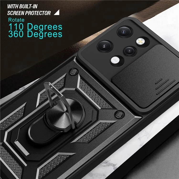 For Xiaomi Redmi 12 4G Rear Lens Protection Anti-drop Phone Case PC+TPU Cover with Kickstand - Black-Cellmalls
