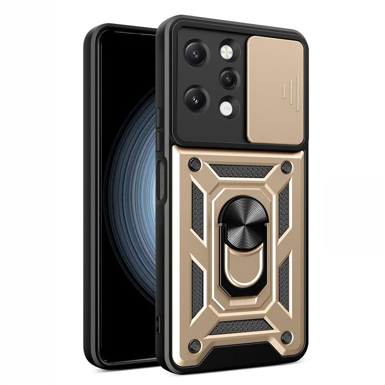 For Xiaomi Redmi 12 4G Rear Lens Protection Anti-drop Phone Case PC+TPU Cover with Kickstand - Black-Cellmalls