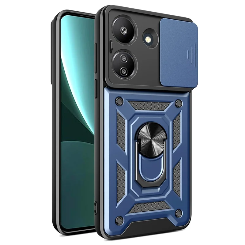 For Xiaomi Redmi 13C 4G / Poco C65 4G Case Anti-scratch TPU+PC Kickstand Phone Cover - Silver-Cellmalls