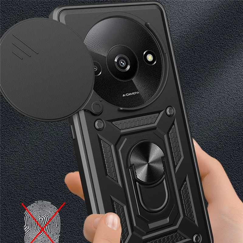For Xiaomi Redmi A3 / Poco C61 4G Phone Back Case Camera Protection PC+TPU Scratch-Resistant Cover - Black-Cellmalls