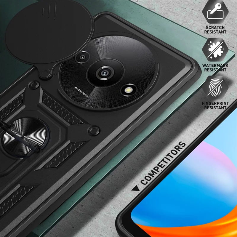 For Xiaomi Redmi A3 / Poco C61 4G Phone Back Case Camera Protection PC+TPU Scratch-Resistant Cover - Black-Cellmalls