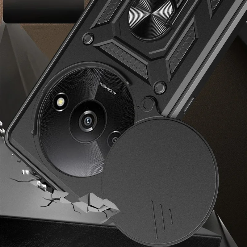 For Xiaomi Redmi A3 / Poco C61 4G Phone Back Case Camera Protection PC+TPU Scratch-Resistant Cover - Black-Cellmalls