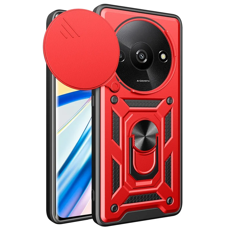 For Xiaomi Redmi A3 / Poco C61 4G Phone Back Case Camera Protection PC+TPU Scratch-Resistant Cover - Black-Cellmalls