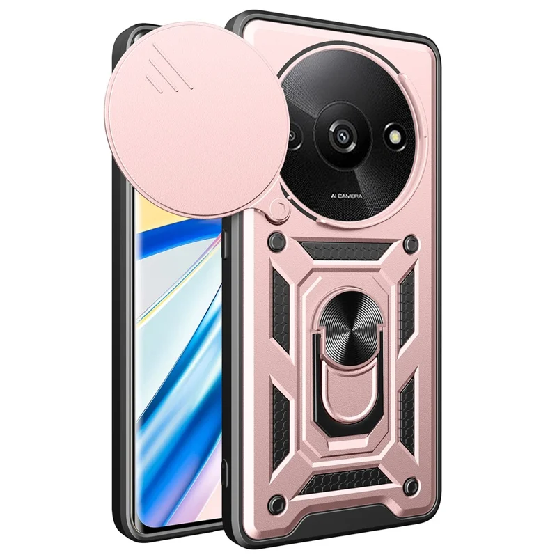 For Xiaomi Redmi A3 / Poco C61 4G Phone Back Case Camera Protection PC+TPU Scratch-Resistant Cover - Black-Cellmalls