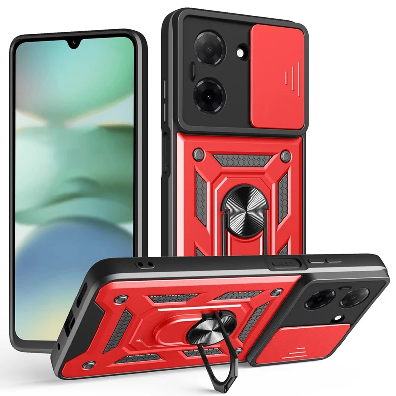 For Xiaomi Redmi A5 NFC (EU) (173.45mm) Case with Slide Camera Lid PC + TPU Kickstand Phone Cover - Black-Cellmalls