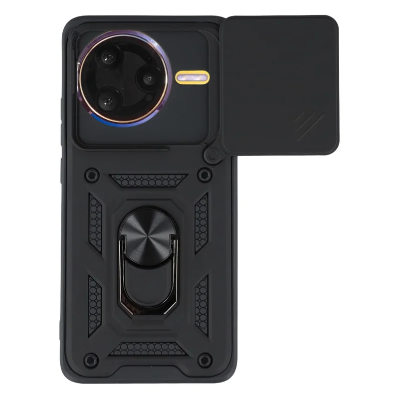 For Xiaomi Redmi K80 5G  /  Poco F7 Pro 5G Case with Slide Camera Lid PC + TPU Kickstand Phone Cover - Black-Cellmalls