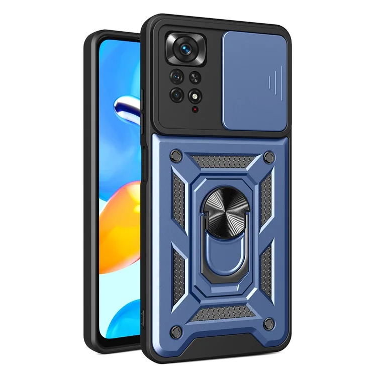 For Xiaomi Redmi Note 12 Pro 4G / 11 Pro 4G (MediaTek) / Note 11 Pro 5G (Qualcomm) PC + TPU Hybrid Slide Camera Cover Built-in Metal Sheet Mobile Phone Shell with Kickstand - Rose Gold-Cellmalls