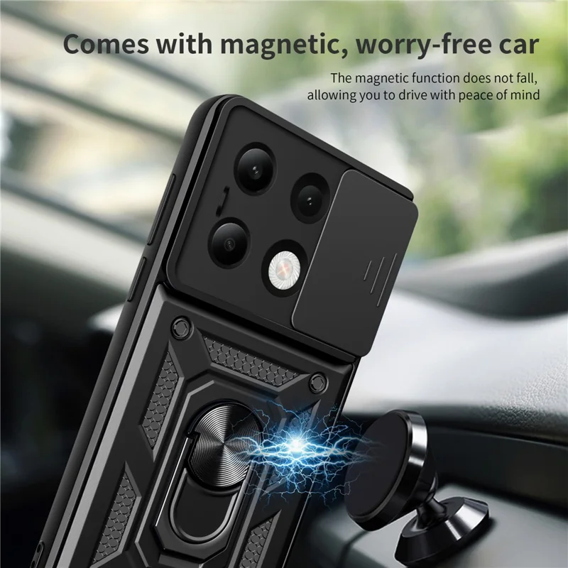 For Xiaomi Redmi Note 13 4G Case Scratch-resistant PC+TPU Kickstand Phone Shell - Black-Cellmalls