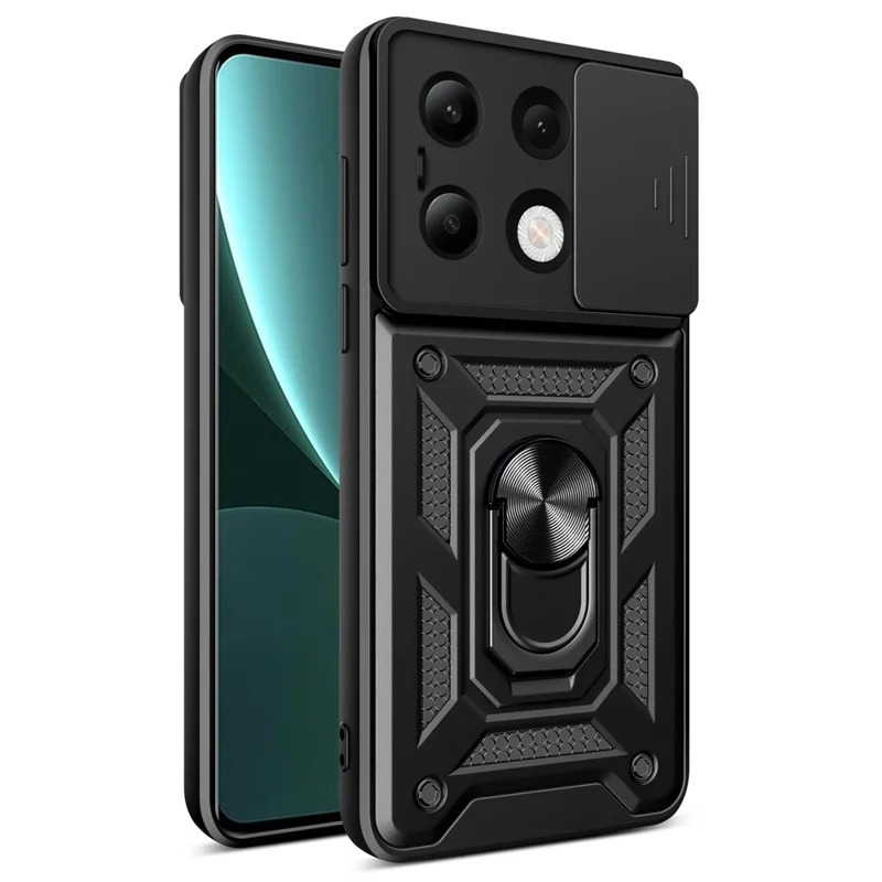 For Xiaomi Redmi Note 13 4G Case Scratch-resistant PC+TPU Kickstand Phone Shell - Black-Cellmalls