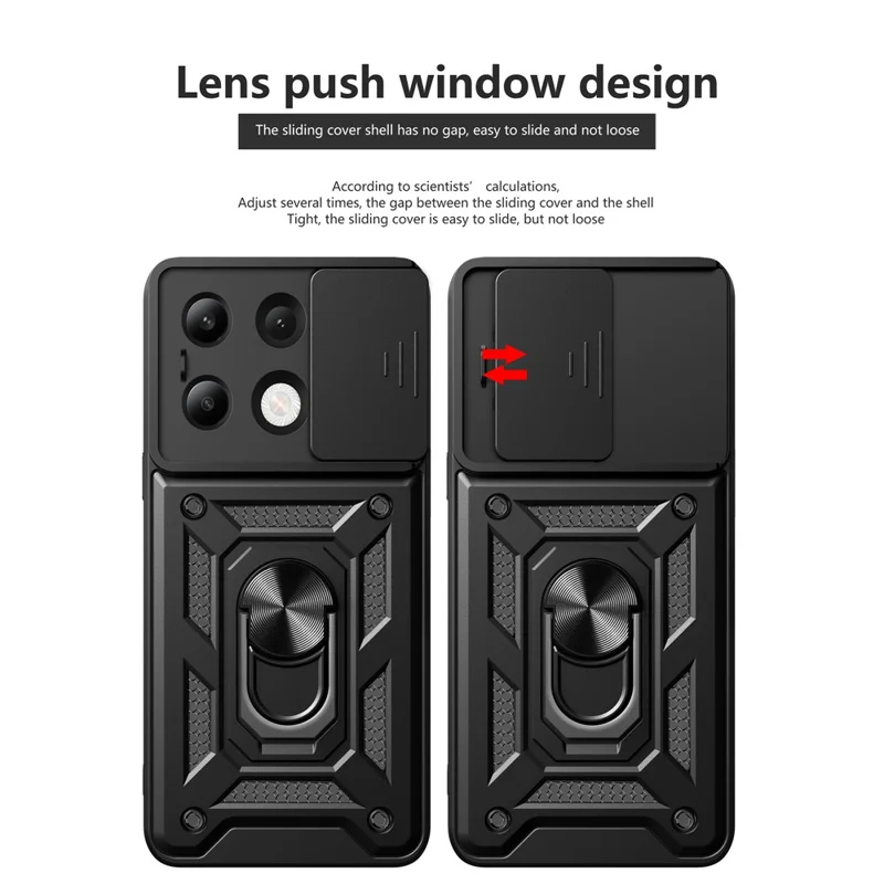 For Xiaomi Redmi Note 13 4G Case Scratch-resistant PC+TPU Kickstand Phone Shell - Black-Cellmalls