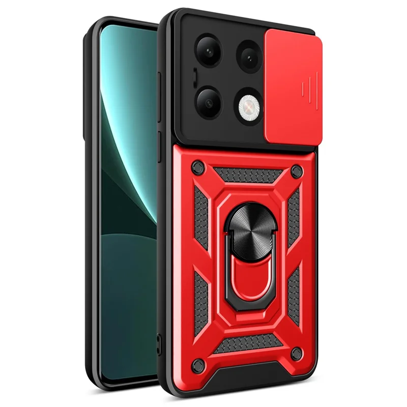 For Xiaomi Redmi Note 13 4G Case Scratch-resistant PC+TPU Kickstand Phone Shell - Black-Cellmalls