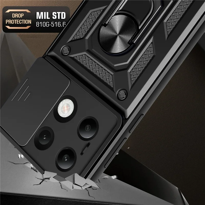 For Xiaomi Redmi Note 13 4G Case Scratch-resistant PC+TPU Kickstand Phone Shell - Black-Cellmalls