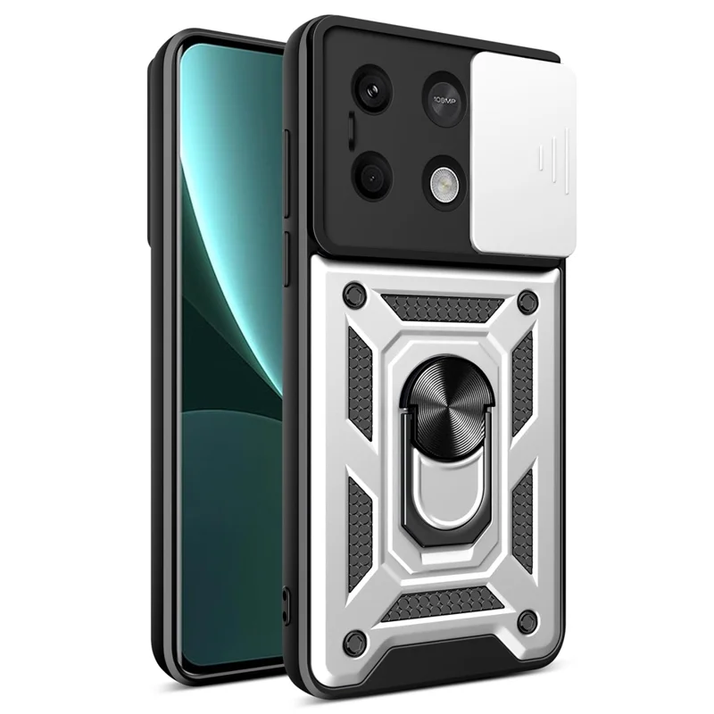For Xiaomi Redmi Note 13 5G Phone Case Slide Lens Protection Shockproof Cover - Black-Cellmalls