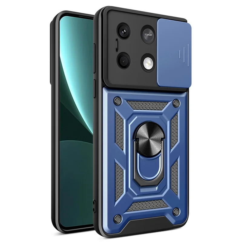 For Xiaomi Redmi Note 13 5G Phone Case Slide Lens Protection Shockproof Cover - Black-Cellmalls