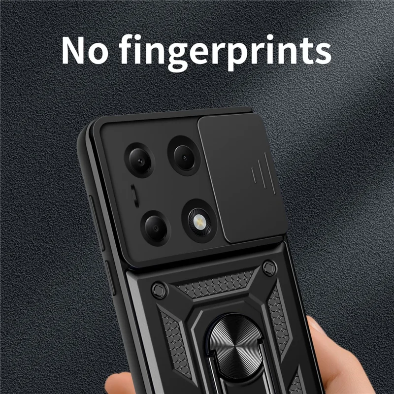 For Xiaomi Redmi Note 13 Pro 4G / Poco M6 Pro 4G Phone Case Slide Lens Guard Bump Proof PC+TPU Shell - Black-Cellmalls
