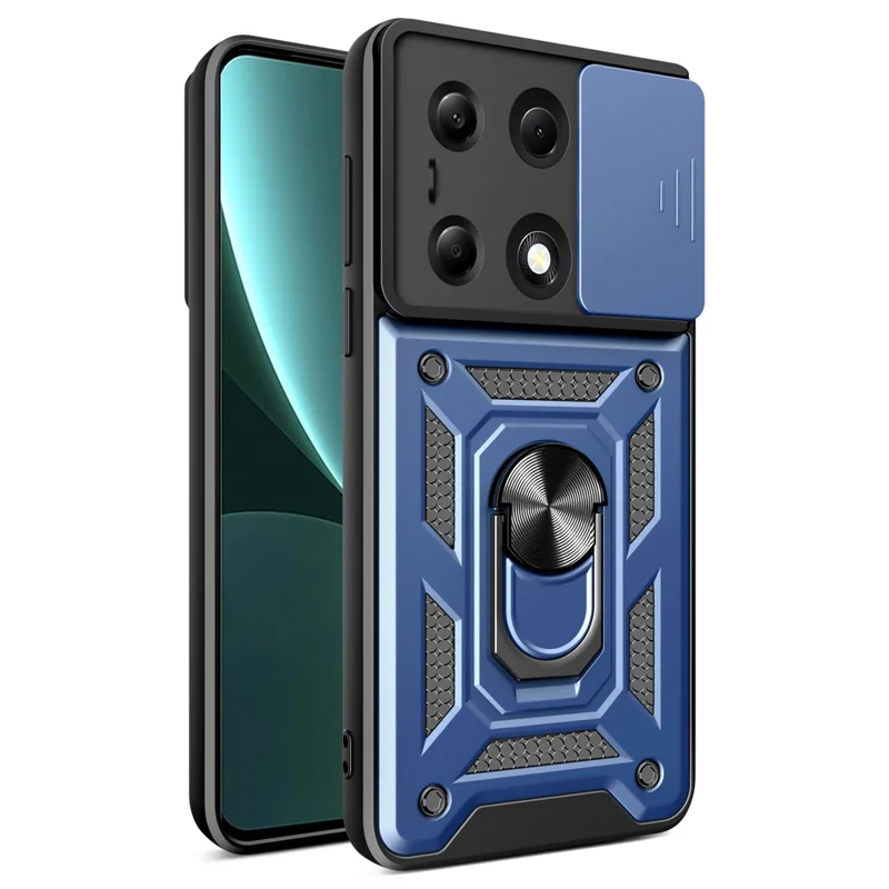 For Xiaomi Redmi Note 13 Pro 4G / Poco M6 Pro 4G Phone Case Slide Lens Guard Bump Proof PC+TPU Shell - Black-Cellmalls