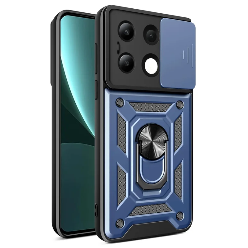 For Xiaomi Redmi Note 13 4G Case Scratch-resistant PC+TPU Kickstand Phone Shell - Black-Cellmalls