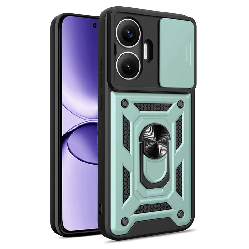For Xiaomi Redmi Turbo 4 Pro 5G  /  Poco F7 5G Case with Slide Camera Lid PC + TPU Kickstand Phone Cover - Black-Cellmalls