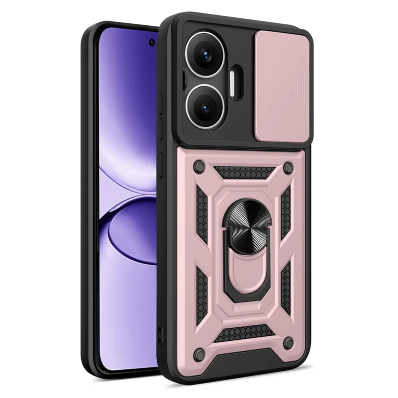 For Xiaomi Redmi Turbo 4 Pro 5G  /  Poco F7 5G Case with Slide Camera Lid PC + TPU Kickstand Phone Cover - Black-Cellmalls