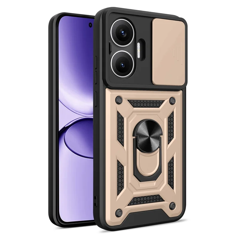 For Xiaomi Redmi Turbo 4 Pro 5G  /  Poco F7 5G Case with Slide Camera Lid PC + TPU Kickstand Phone Cover - Black-Cellmalls