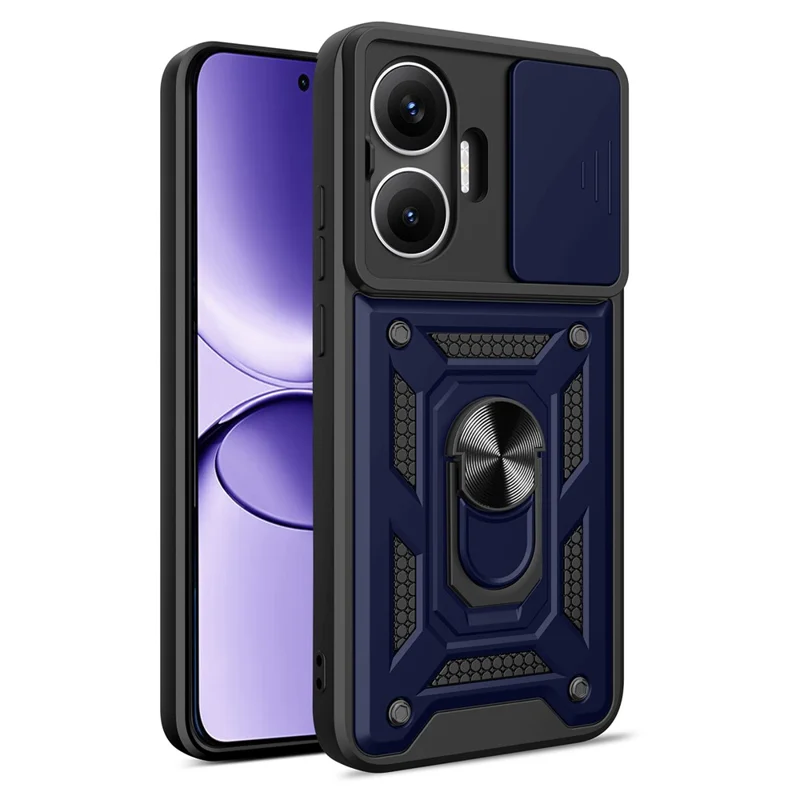 For Xiaomi Redmi Turbo 4 Pro 5G  /  Poco F7 5G Case with Slide Camera Lid PC + TPU Kickstand Phone Cover - Black-Cellmalls