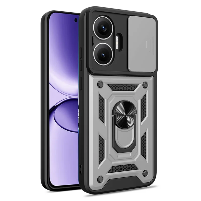 For Xiaomi Redmi Turbo 4 Pro 5G  /  Poco F7 5G Case with Slide Camera Lid PC + TPU Kickstand Phone Cover - Black-Cellmalls