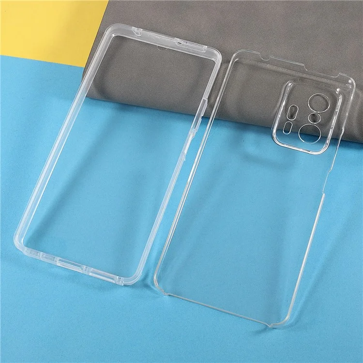 Full Protection Clear 2-in-1 Hard PC Back+PET Front Cover+TPU Edge Hybrid Mobile Phone Case Phone Shell for Xiaomi 11T / Xiaomi 11T Pro-Cellmalls