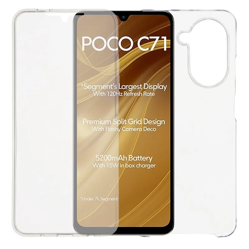 For Xiaomi Poco C71 4G / Redmi A5 4G (171.7mm) Case TPU Frame Clear Acrylic Back Phone Cover with PET Film-Cellmalls