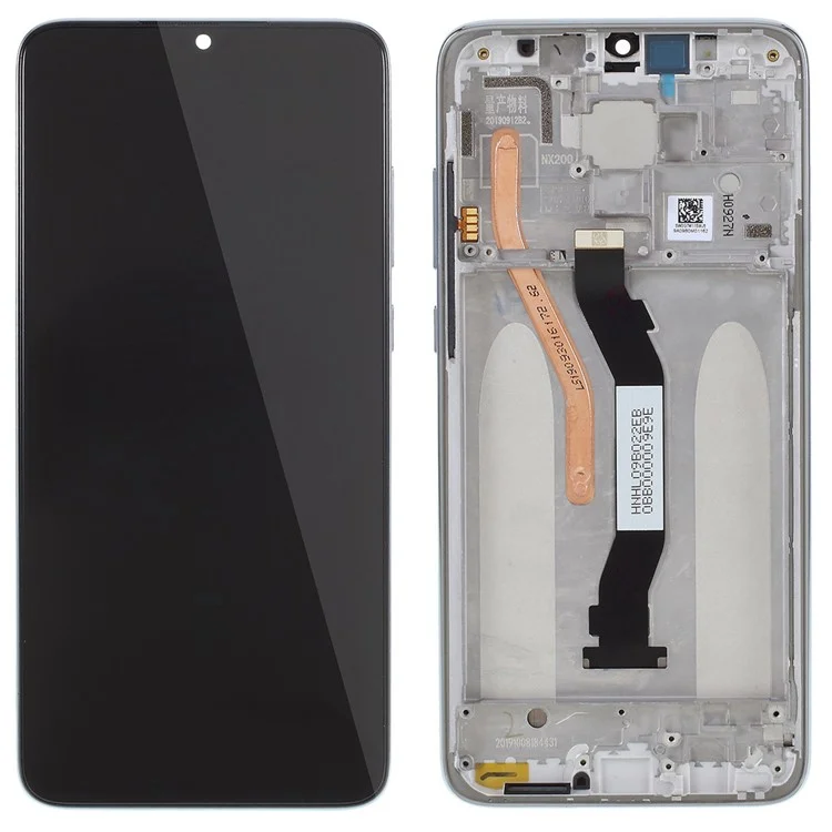 For Xiaomi Redmi Note 8 Pro Grade S OEM LCD Screen and Digitizer Assembly + Frame Part (without Logo) - Silver-Cellmalls
