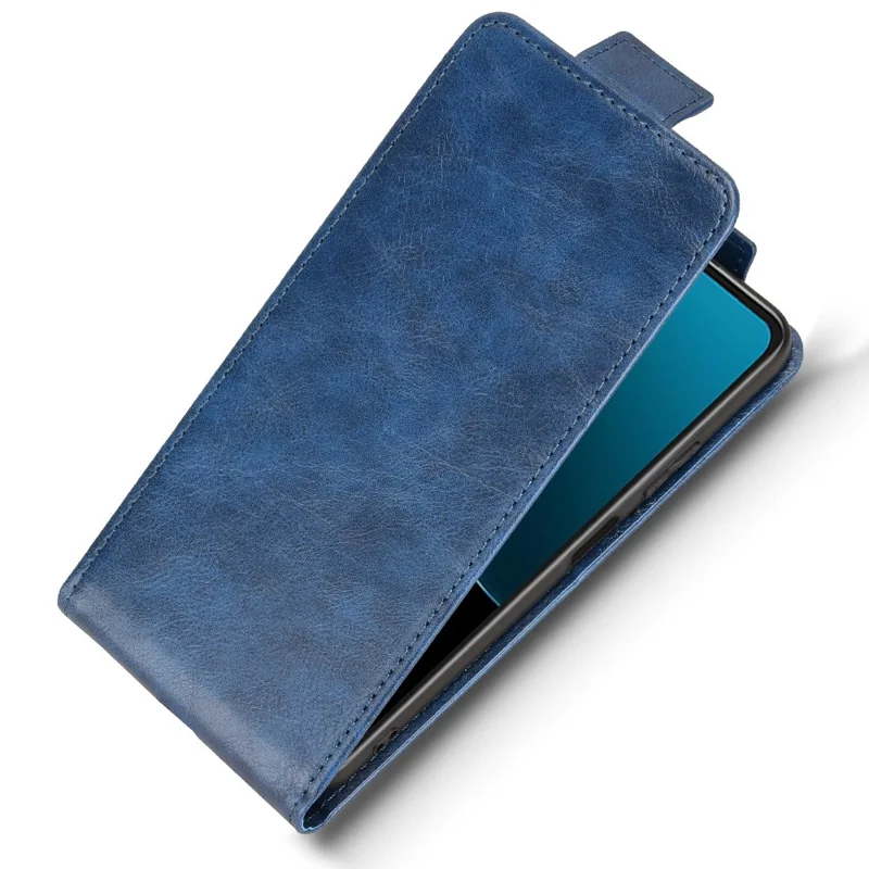 For Huawei Enjoy 80 Stand Case Magnetic Clasp Vertical Flip Leather Phone Cover with Card Holder - Dark Blue-Cellmalls