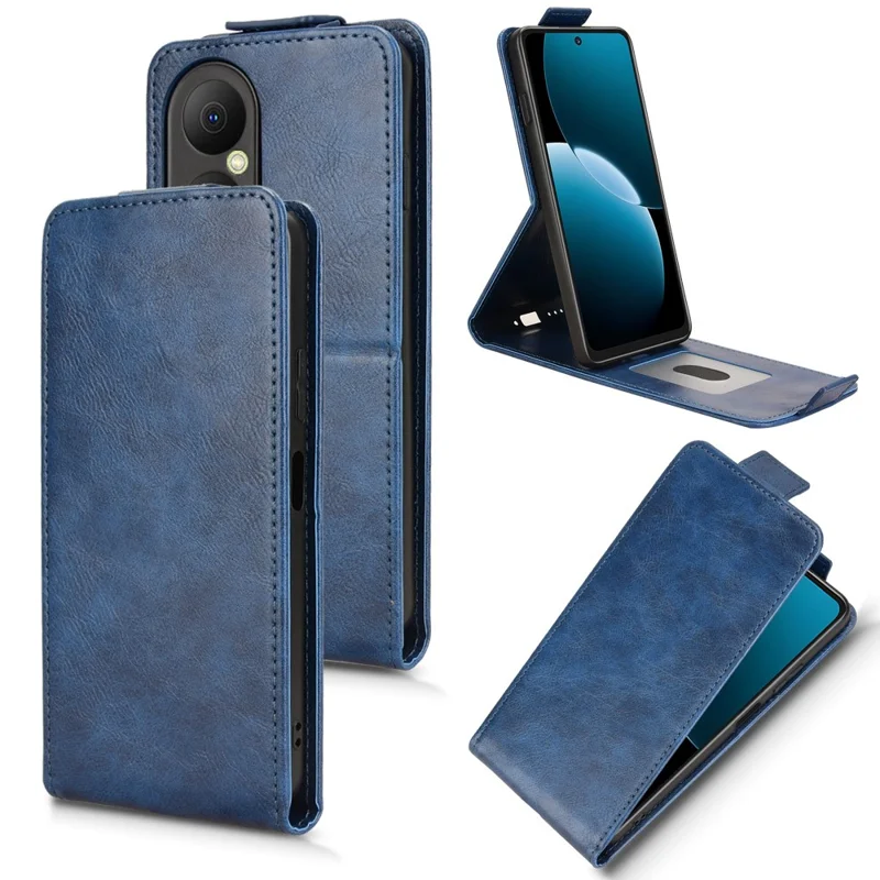 For Huawei Enjoy 80 Stand Case Magnetic Clasp Vertical Flip Leather Phone Cover with Card Holder - Dark Blue-Cellmalls