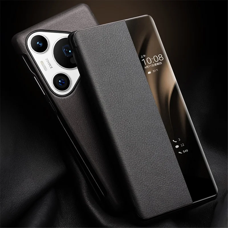 QIALINO For Huawei Pura 70 Pro Genuine Cow Leather Case Smartphone Cover with View Window-Cellmalls