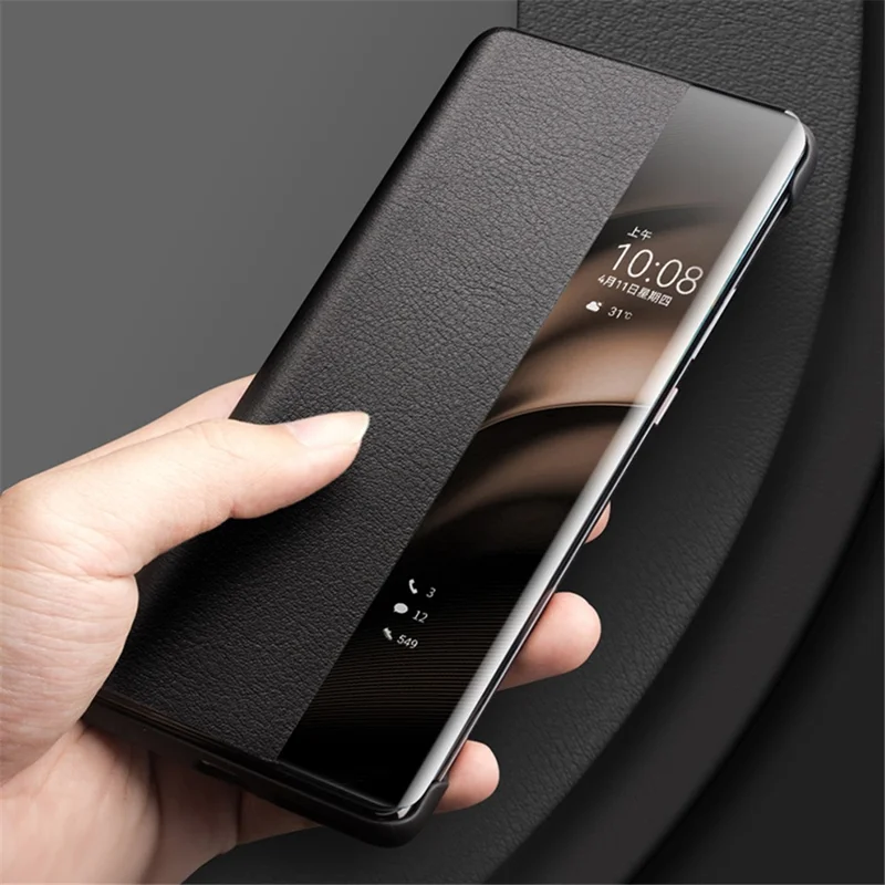 QIALINO For Huawei Pura 70 Pro Genuine Cow Leather Case Smartphone Cover with View Window-Cellmalls