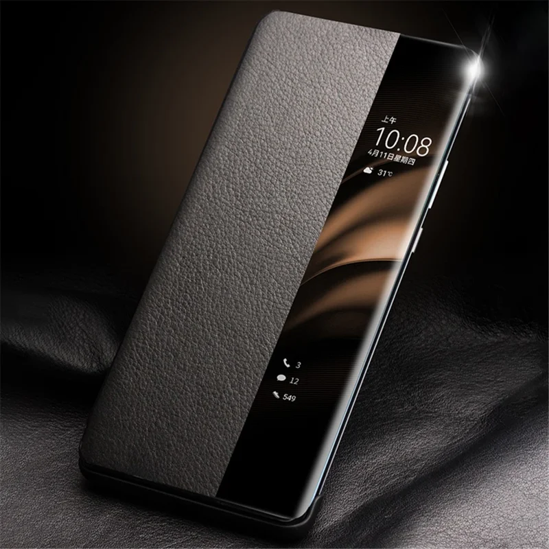 QIALINO For Huawei Pura 70 Pro Genuine Cow Leather Case Smartphone Cover with View Window-Cellmalls