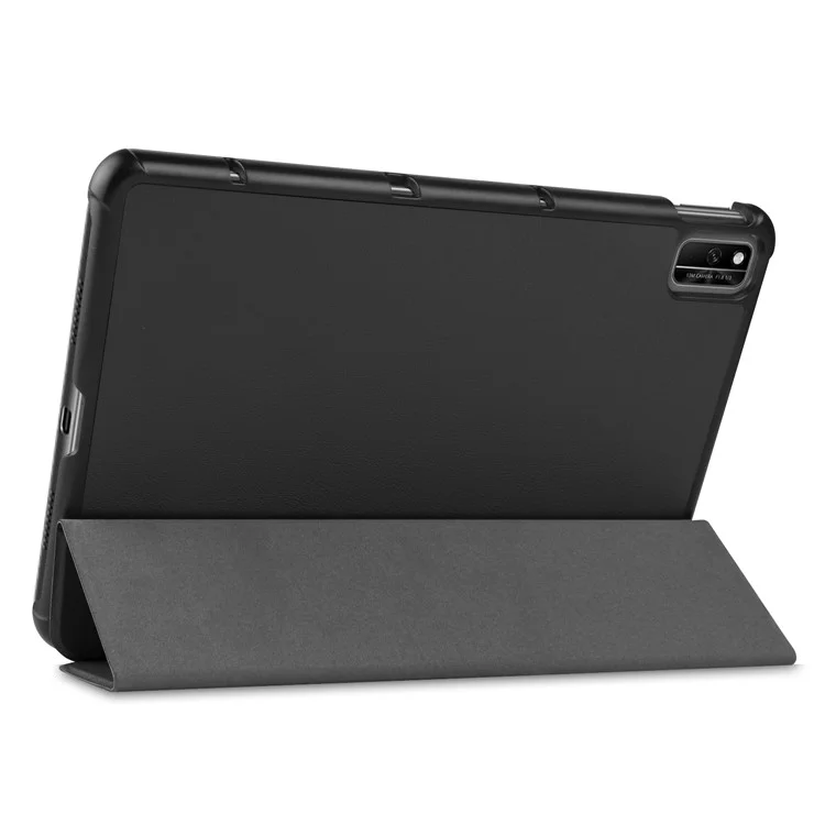 For Huawei MatePad 10.4 (2020)/(2022)/Honor V6 PU Leather Case Protective Shell Shockproof Three-fold Stand Tablet Cover - Black-Cellmalls