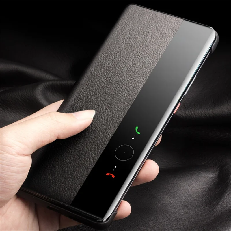 QIALINO For Huawei Pura 70 Pro Genuine Cow Leather Case Smartphone Cover with View Window-Cellmalls