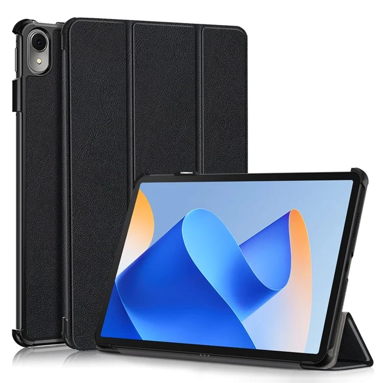 For Huawei MatePad 11 (2023) Tri-fold Stand Tablet Case PU Leather Tablet Cover with Auto Wake / Sleep - Black-Cellmalls