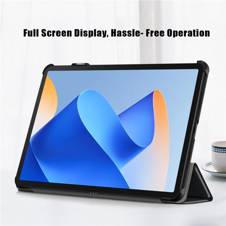 For Huawei MatePad 11 (2023) Tri-fold Stand Tablet Case PU Leather Tablet Cover with Auto Wake / Sleep - Black-Cellmalls