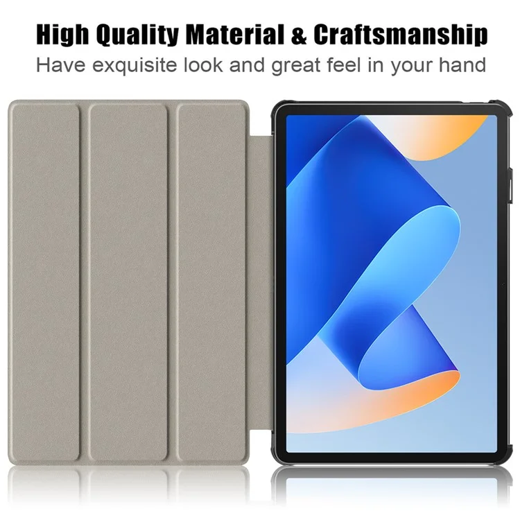 For Huawei MatePad 11 (2023) Tri-fold Stand Tablet Case PU Leather Tablet Cover with Auto Wake / Sleep - Black-Cellmalls